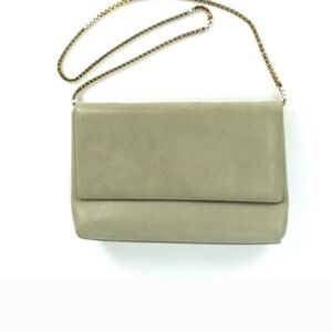 Salvatore Ferragamo Beige Shoulder Bag with Gold Chain